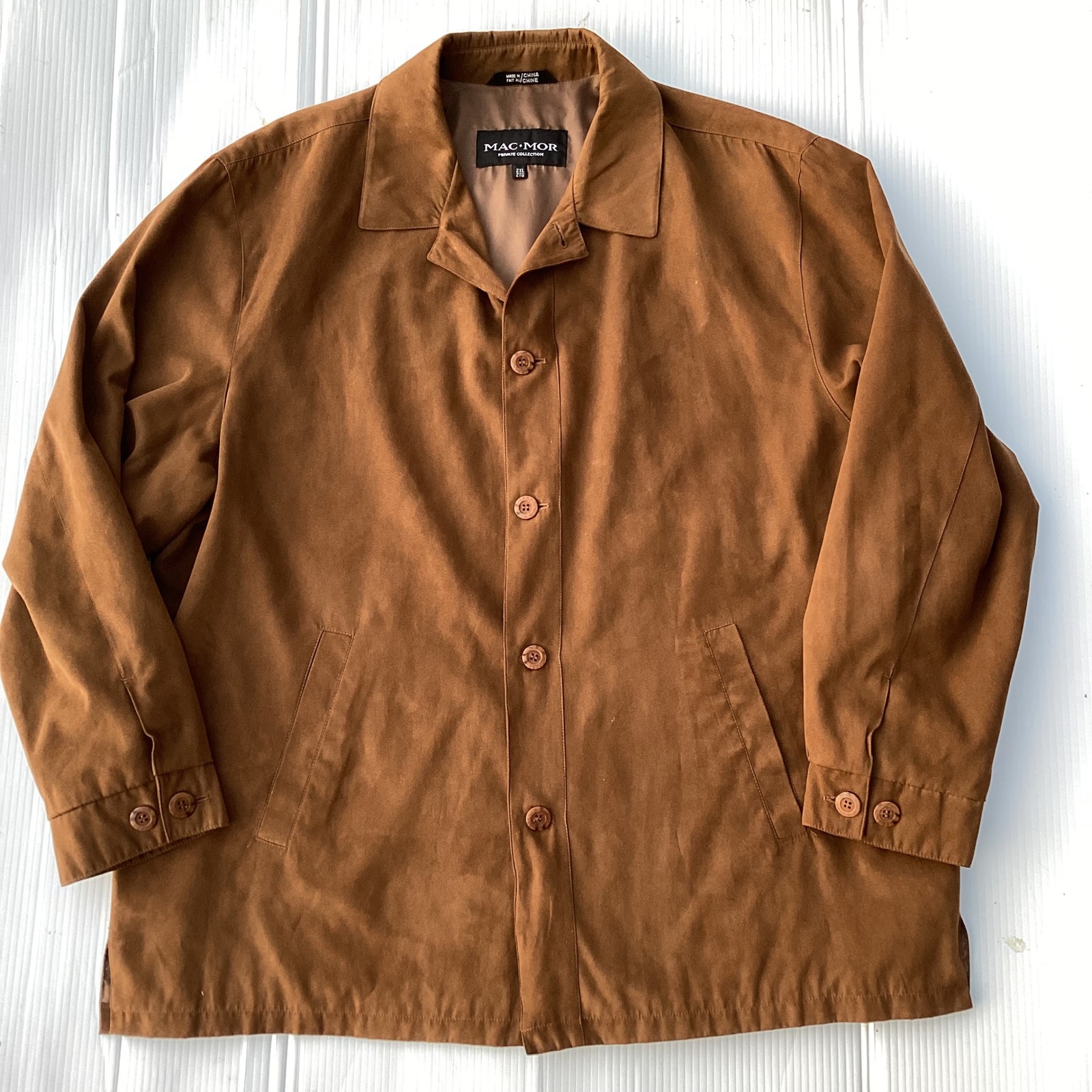Mac Mor Private Collection Mens Brown Faux Suede Button Front Jacket Size 2xl
